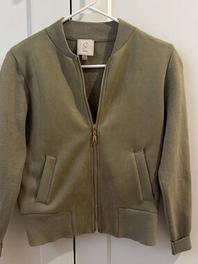 Sioni Olive Green Zip Bomber Jacket